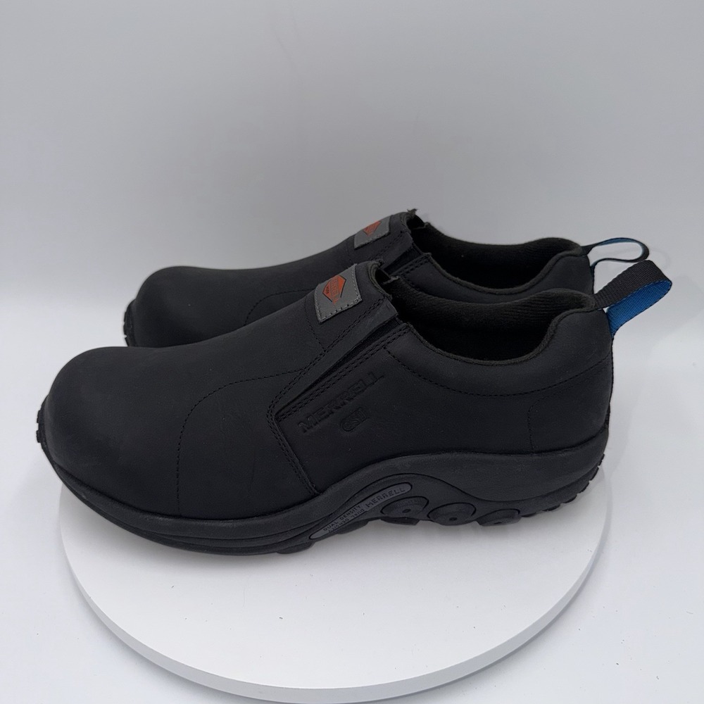 Merrell Work Jungle Moc Mens 11 Wide Black Leather Composite Safety Toe Shoes